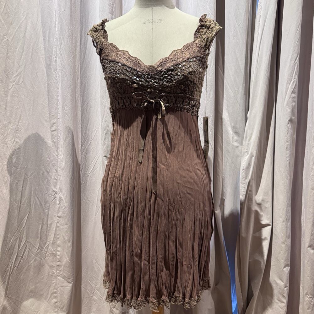 Ann Ferriday Rare VTG Stock Empire Lace, Sequin And Rayon Dress M